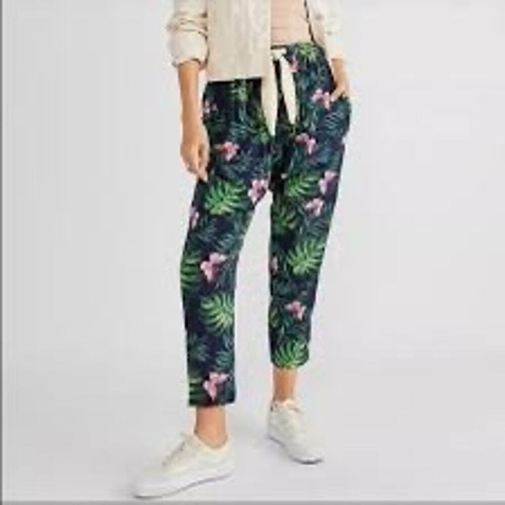 Free People x‎ Sandrine Rose Tropical Print Joggers NWT Size Large